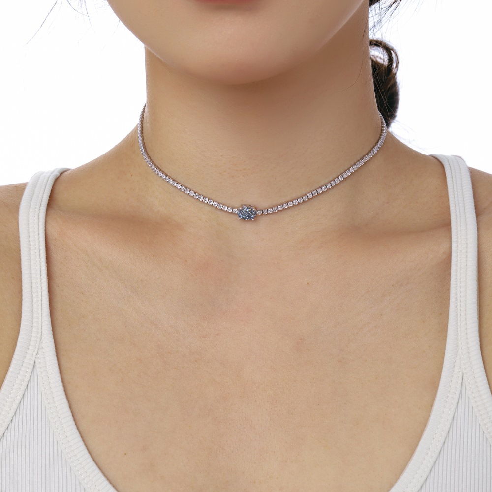 Sterling Silver Basic Classic Style Commute Plating Inlay Geometric Zircon Choker display picture 3