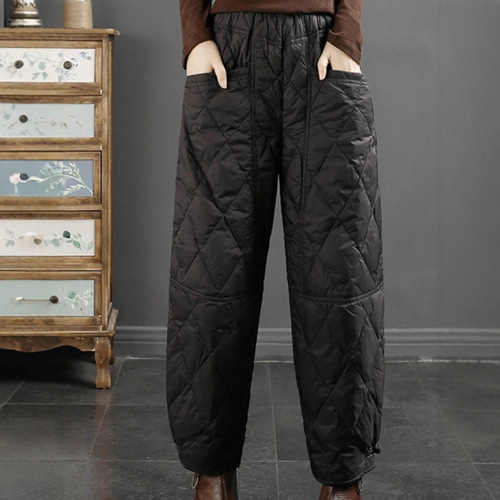 Down cotton pants for women, winter new style high-waist large-size loose casual Harlan warm straight cotton pants