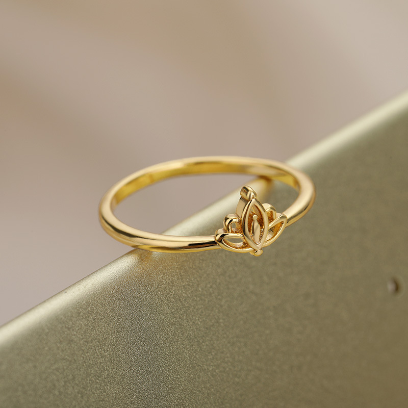 Gold Hollow Lotus Ring