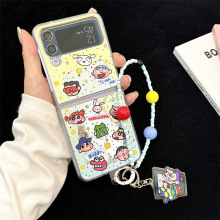 卡通可爱小新适用三星zflip6手机壳镜面5/4/3代日韩折叠屏保护套