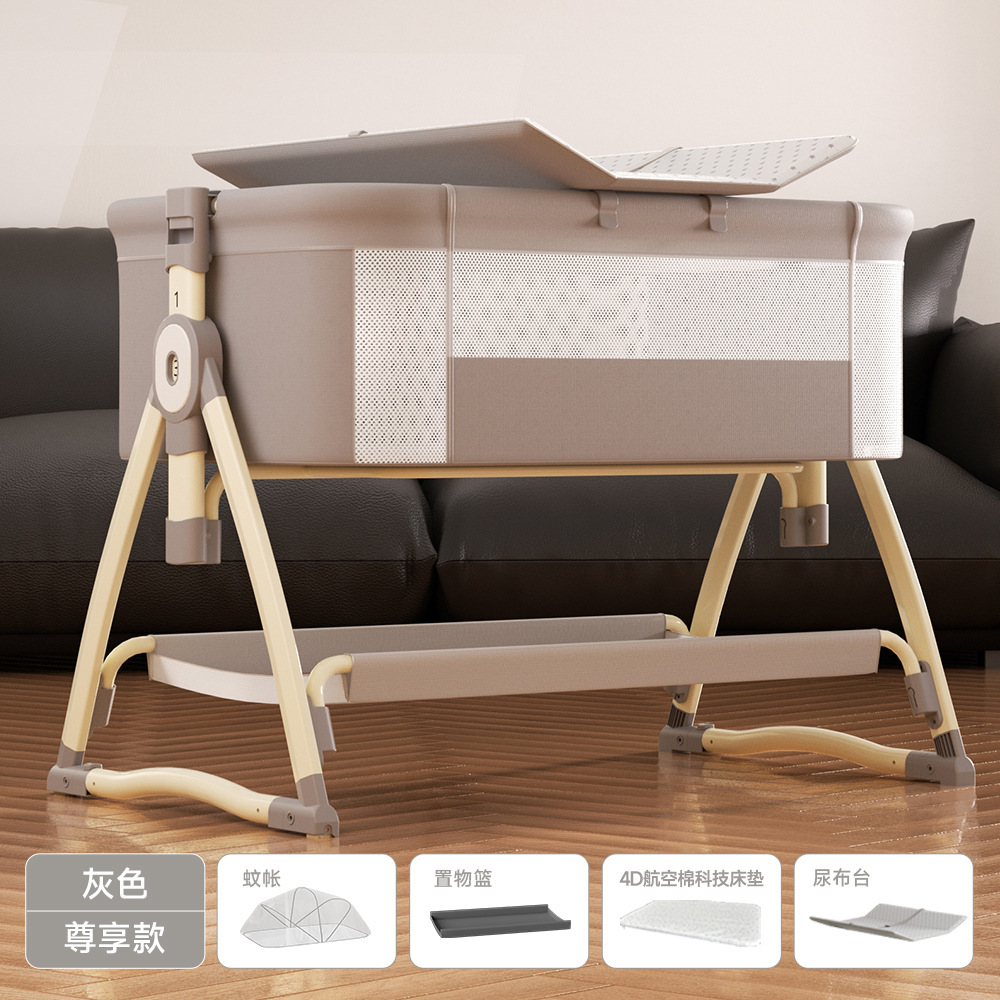 Cama de bebé móvil multifuncional cama de cuna plegable para recién nacidos mesa de pañales portátil empalmado cama grande cama de bebé