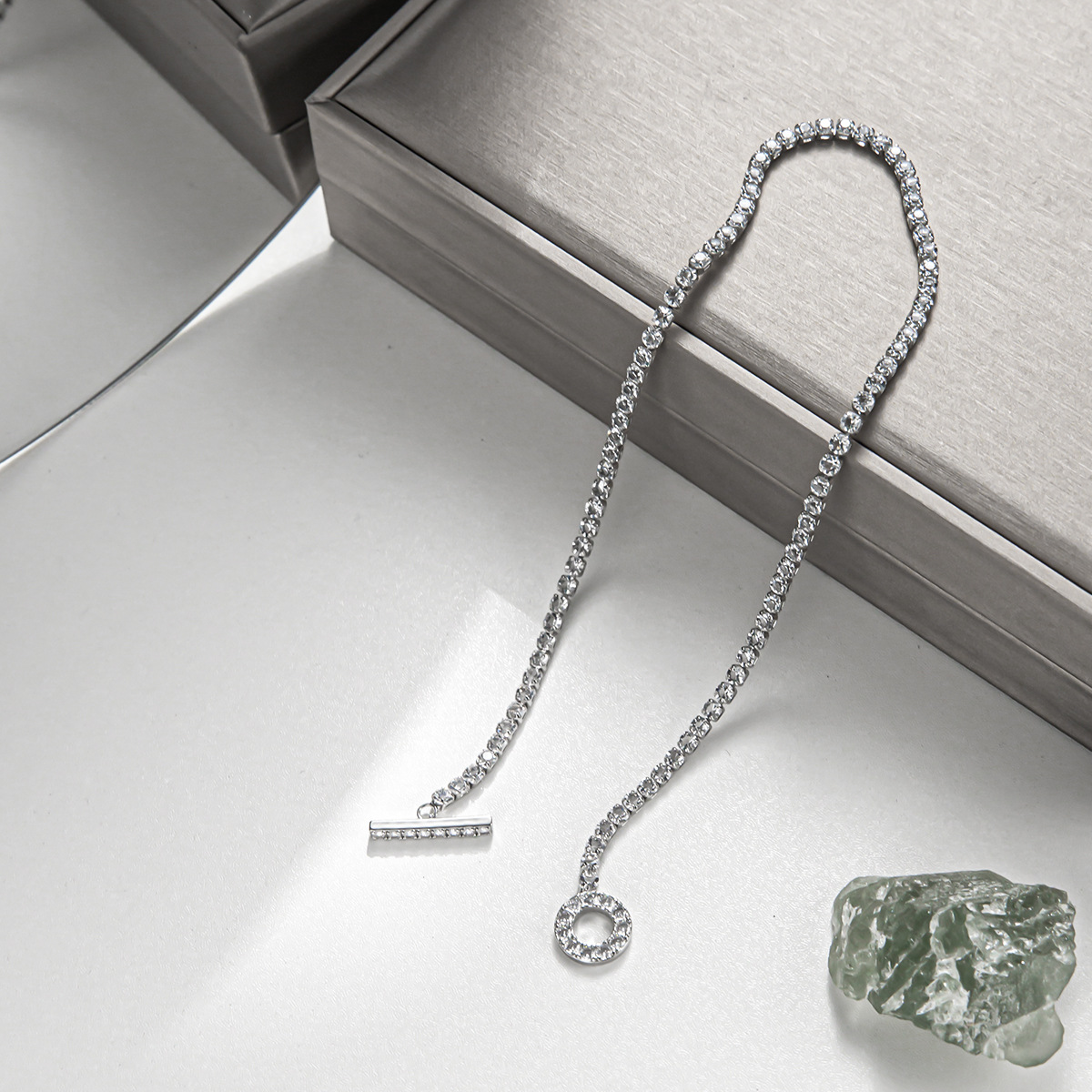 Fashion Geometric Copper Inlay Zircon Necklace 1 Piece