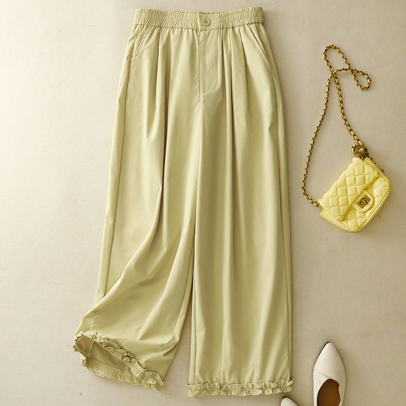2025 Summer Commuter Style Straight-Leg Cropped Pants for Women, Ultra-Thin Slim-Fit Knit Cotton, Elegant Style