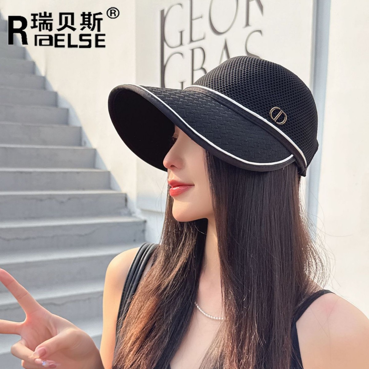 2025新款夏季时尚棒球帽女户外运动镂空透气遮阳防晒可折叠太阳帽