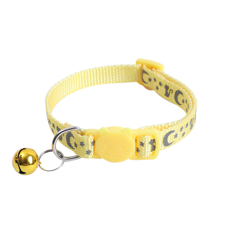 Nuevo collar de luna de estrella reflectante, collar de gato, collar de perro pequeño y medio, collar de nylon de estrella reflectante, collar de luna, explosión