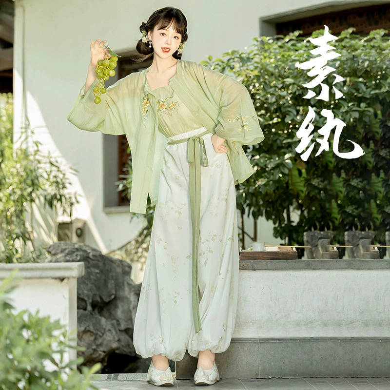 Рубашка с круглым вырезом Han and Tang Huayun, шаровары, женские брюки Song Dynasty Han Dynasty, улучшенные повседневные весенние и летние стили