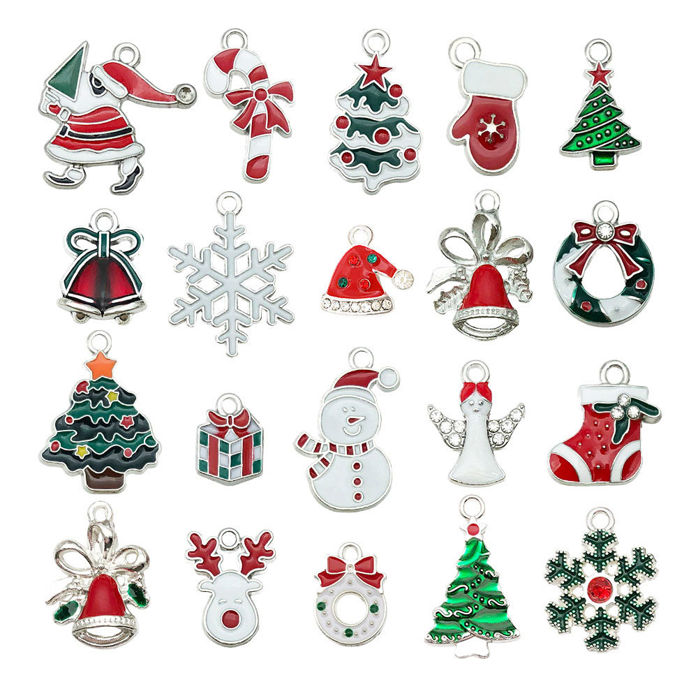 Christmas Tree, Snowman, Snowflake Pattern 20 PCS/Package 50 PCS/Package 10-30mm Alloy Christmas Tree Snowman Snowflake Pendant
