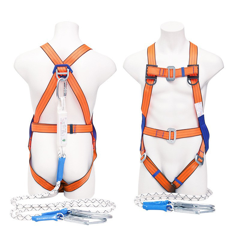 National Standard Full-Body Five-Point Safety Harness for Electricians, Cushioned Three-Point Half-Body Double-Hook Safety Harness for High-Altitude Work