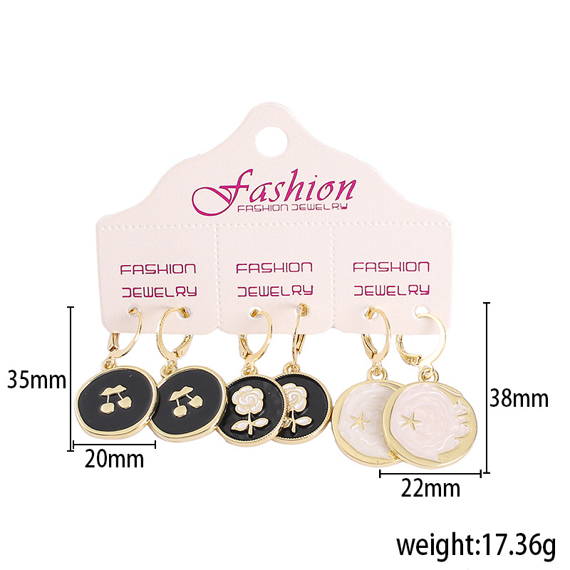 1 Set Fashion Flower Alloy Enamel Womenu0027S Dangling Earrings