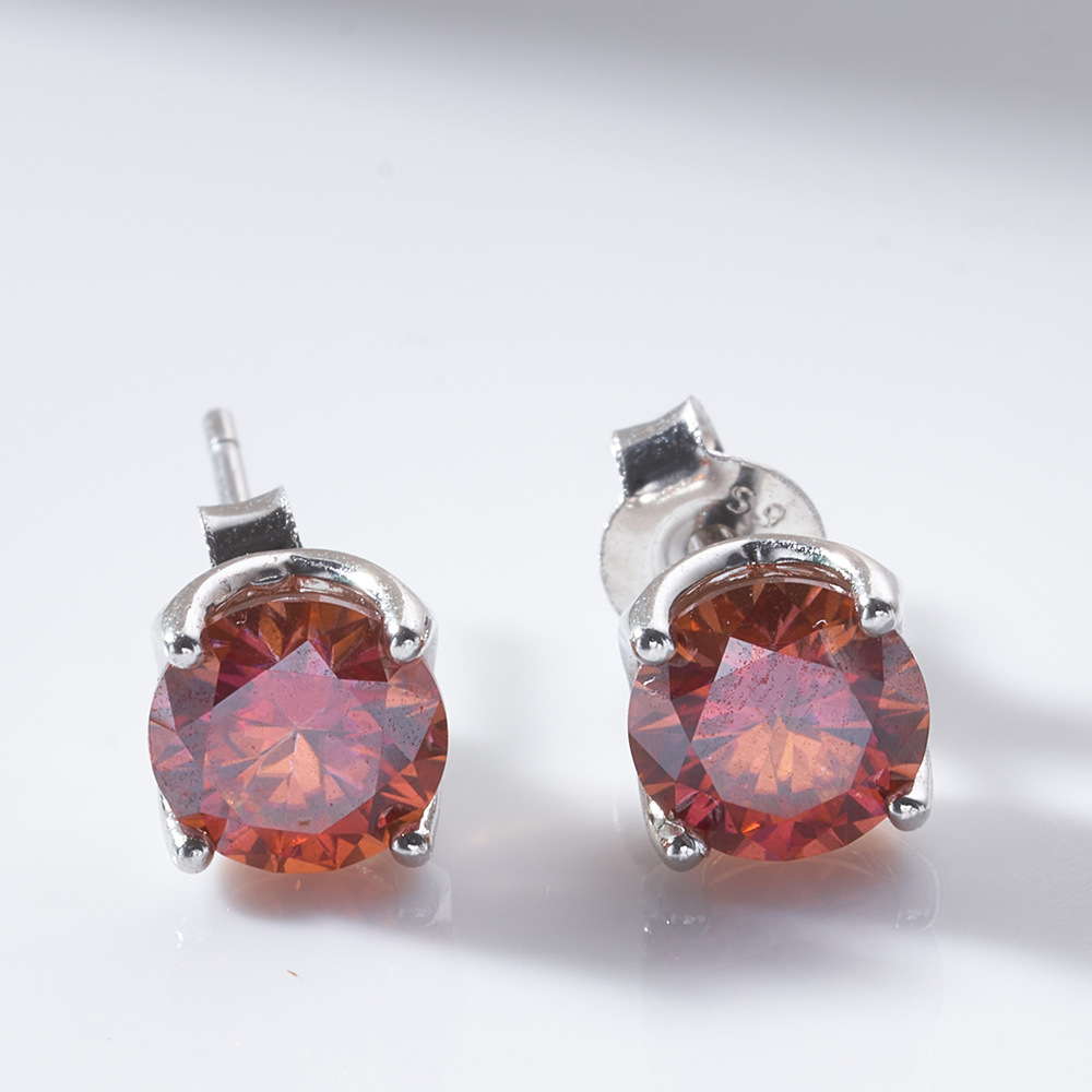 Europa y América populares orejetas de piedra de moissan de oro negro Hip Hop retro 1 quilate S925 joyas de plata de moissan