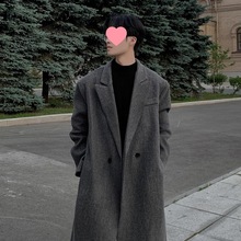 2025冬季毛呢大衣男士英伦风防寒加厚过膝中长款风衣宽松呢子外套