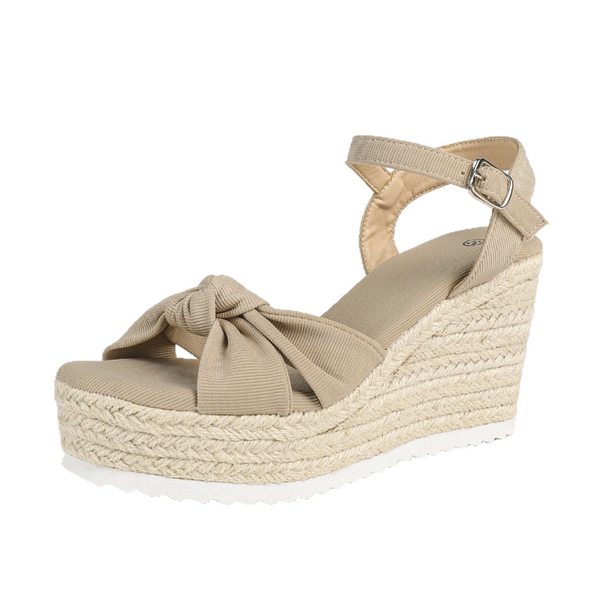 Sandalias de Plataforma y Cuña con Hebilla para Mujer 8cm Tela y EVA Plataforma, Con Hebilla para Verano y Ocio