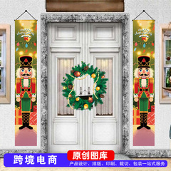 クリスマスカプレットバナー 2025 新しいクロスボーダードアカバー背景布ハロウィンくるみ割り人形兵士装飾吊り布