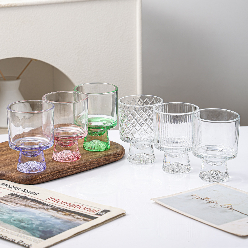 Wholesale Multi-Color Thickened Tall Glasses for Cold Brew Coffee, Water Cups, Juice Drinks, High-Value Glass Cups, Ice Cream Cups
