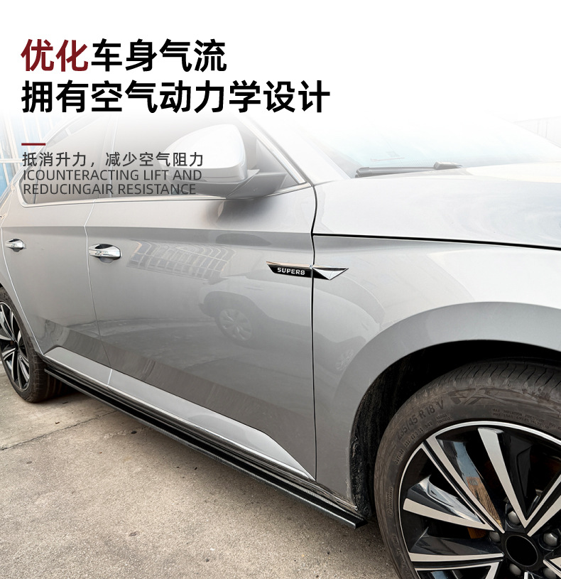 Suitable for Skoda Superb B8 2015-22 side skirt spoiler small exterior trim cross-border modification