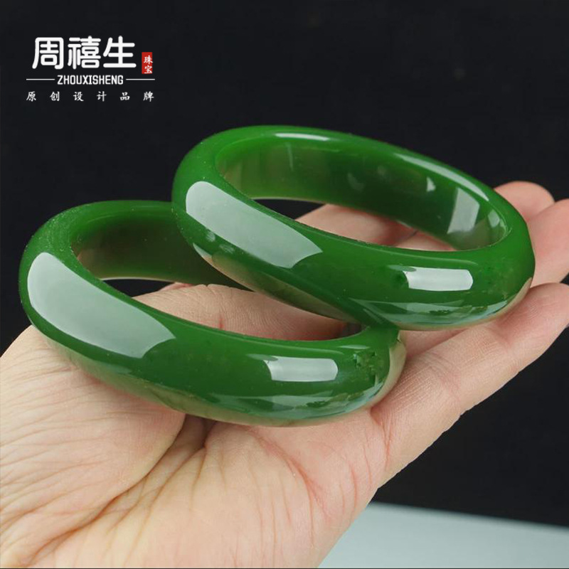 外蒙料手镯高仿新疆和田碧玉镯子菠菜绿玉石玉器女款手镯批发