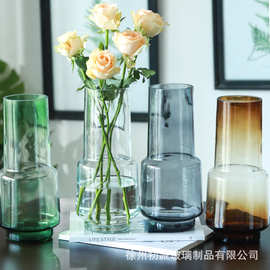 新款北欧彩色玻璃花瓶异形创意家居客厅摆件水培鲜花插花器批发