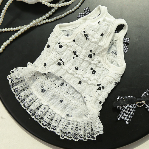 Original Dwarf Cat Spring and Autumn Layered Lace Blouse Pet Dog Clothes Dog Clothes Cat Apparel Pet Supply