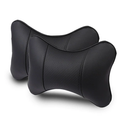 Car neck pillow car interior accessories a pair of leather car pillow bone headrest car supplies four seasons (Headrest) - a-pair-of-punched-headrests-black