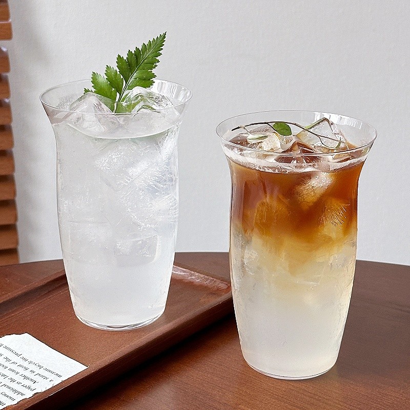 簡約ins風闊口輕薄玻璃杯美式冰咖啡杯冷飲杯果汁杯冷萃杯果茶杯