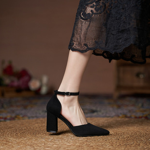 YB-7 chunky heel small size women's shoes 31 32 33 plus size hollow high heels women plus fat feet 41 43 single shoes