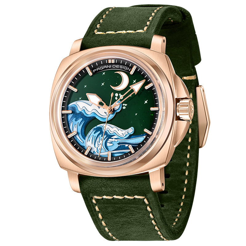 Reloj mecánico PAGANI hombre totalmente automático de luz nocturna moda personalidad impermeable reloj de cuero para hombres YS014