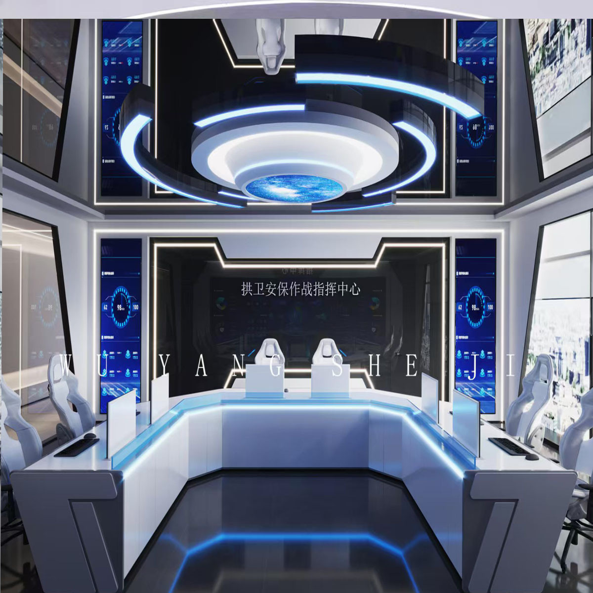 Salón de exposiciones del museo de ciencia y tecnología personalizado, sala de conferencias de laboratorio de escuela, sala de exposiciones de AI, oficina, luz de forma especial de ciencia y tecnología creativa