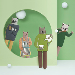 New daily use Japanese style Nordic kitchen storage creative cute cartoon cat who loves to cook magnetic refrigerator magnet hook