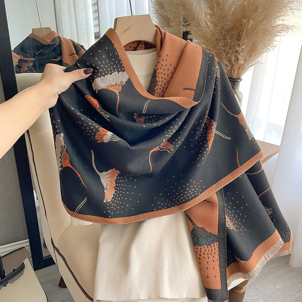 Imitation Cashmere Scarf For Girls With Dandelion Pattern Warm_voghion.com