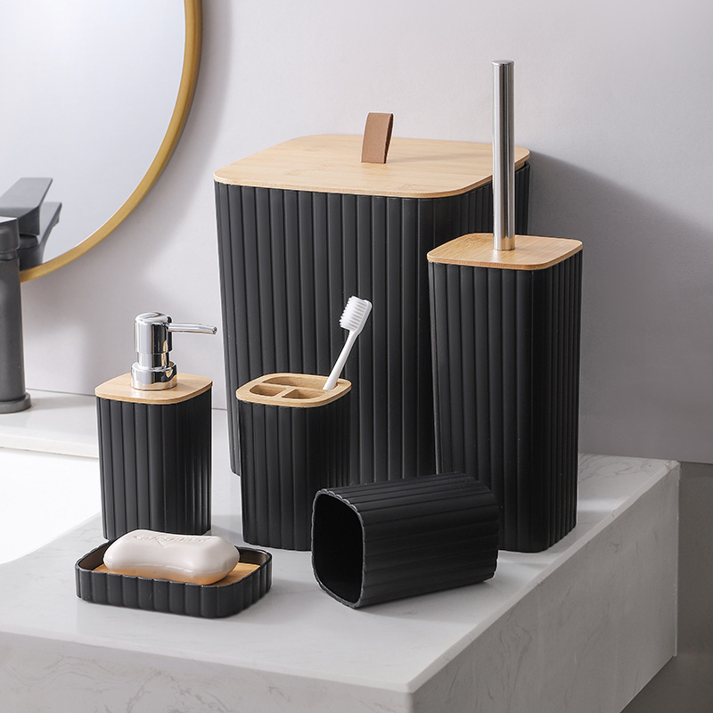 2024 nuevos productos transfronterizos nórdicos residencias set de cepillo de inodoro almacenamiento de inodoro suministros de hotel emulsión de bambú baño