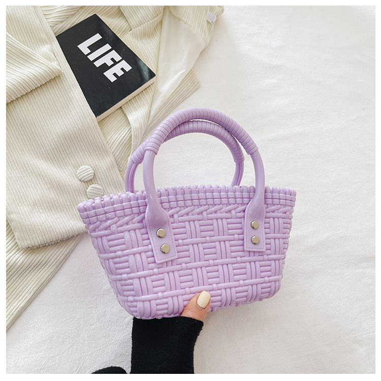 2025 New trendy and versatile crossbody mini vegetable basket jelly bag, fashionable hand-held woven bag, mini tote women's bag undefined