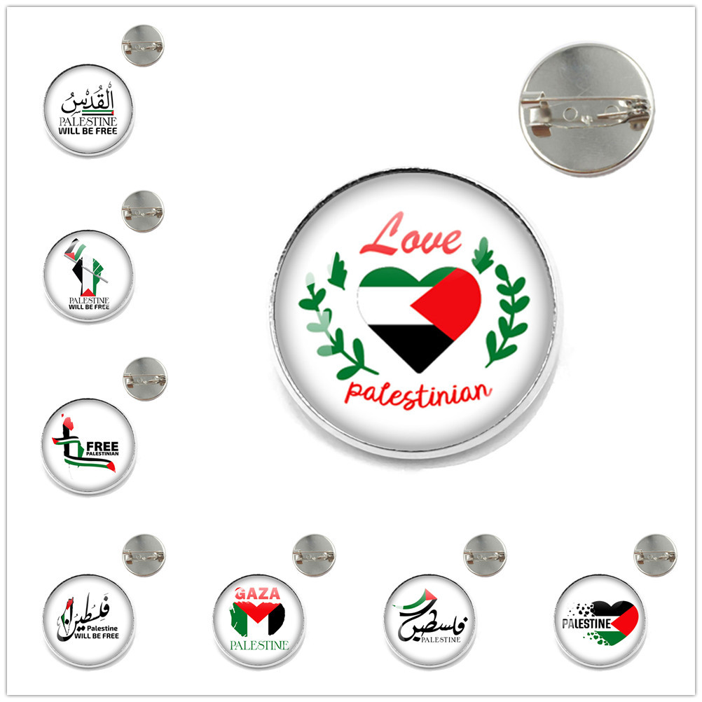 Transfronterizo pin bandera palestina vidrio personalidad arte insignia broche accesorios hombres mujeres broche