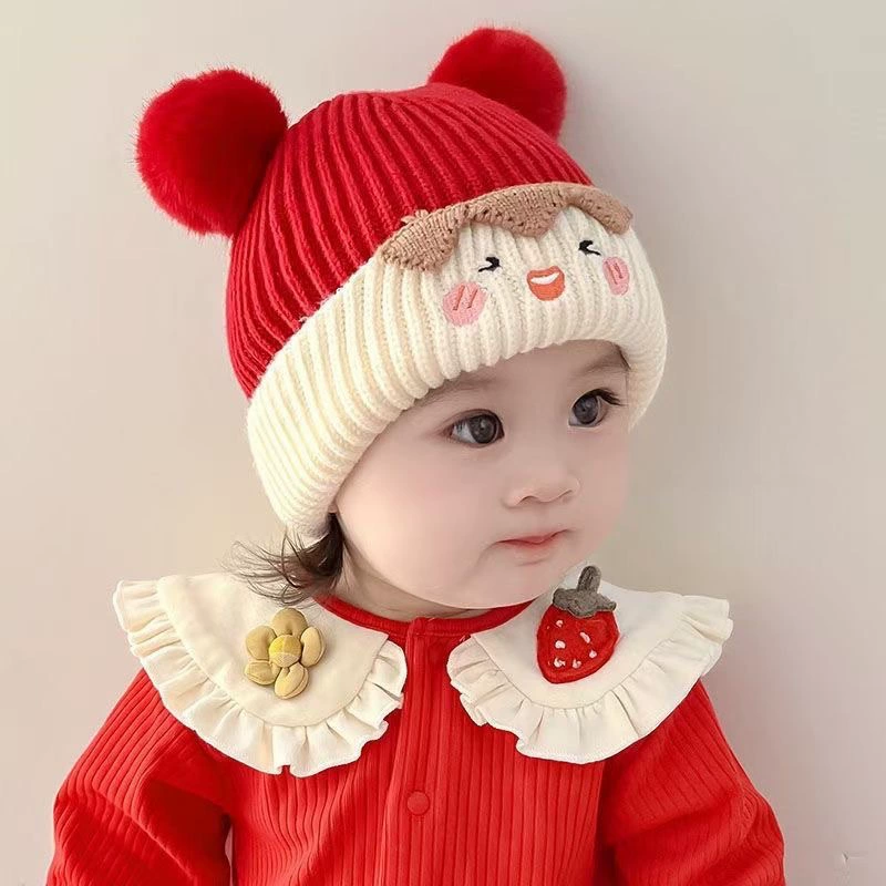 Demi-season knitted hat, baby cap, children's winter keep warm cute baseball cap for men and women