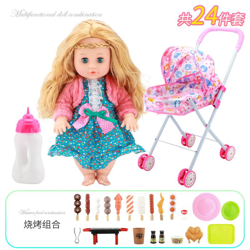 Fábrica directa de juguetes para niños en casa beberán agua, orinarán y cantarán simulación de muñecas conjuntos de juguetes de alimentos