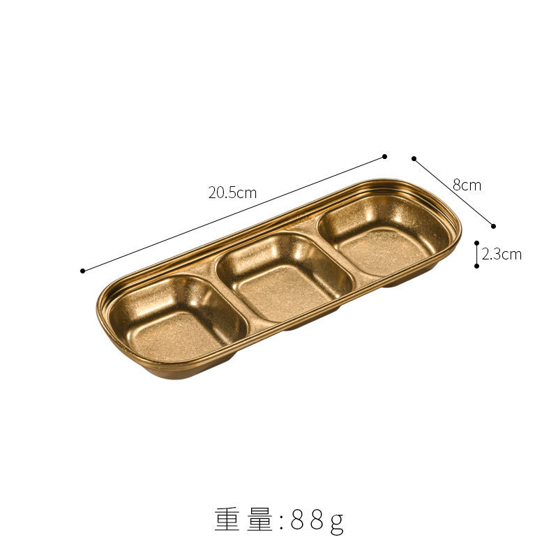 レトロな304ステンレス製ソース皿、風味皿、アンティーク加工、業務用バーベキュー用調味料皿、ソース皿、2仕切り、3仕切り|undefined