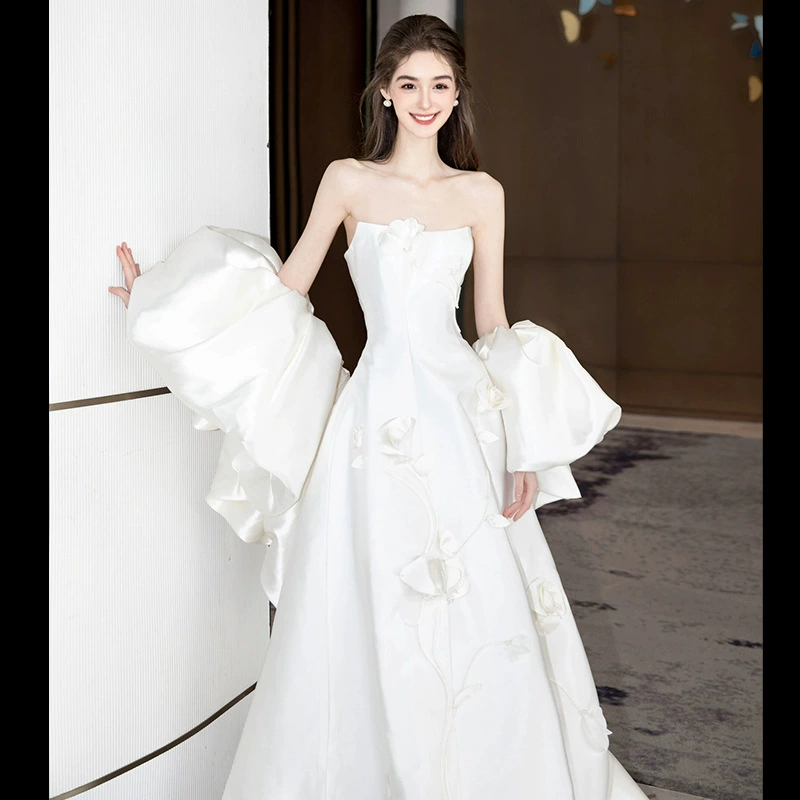 White tube top for bride, french style, high-end, for teenagers