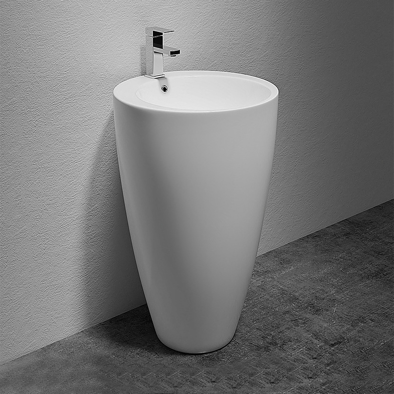 Lavabo de pedestal de una sola pieza cuenca integrada edificio de oficinas hotel centro comercial Baño de alta gama cilíndrico lavabo vertical image 1