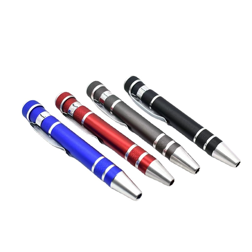 Herramienta de aleación de aluminio tipo pluma destornillador multifuncional ocho en uno herramienta de reparación de pequeños electrodomésticos de bricolaje venta directa