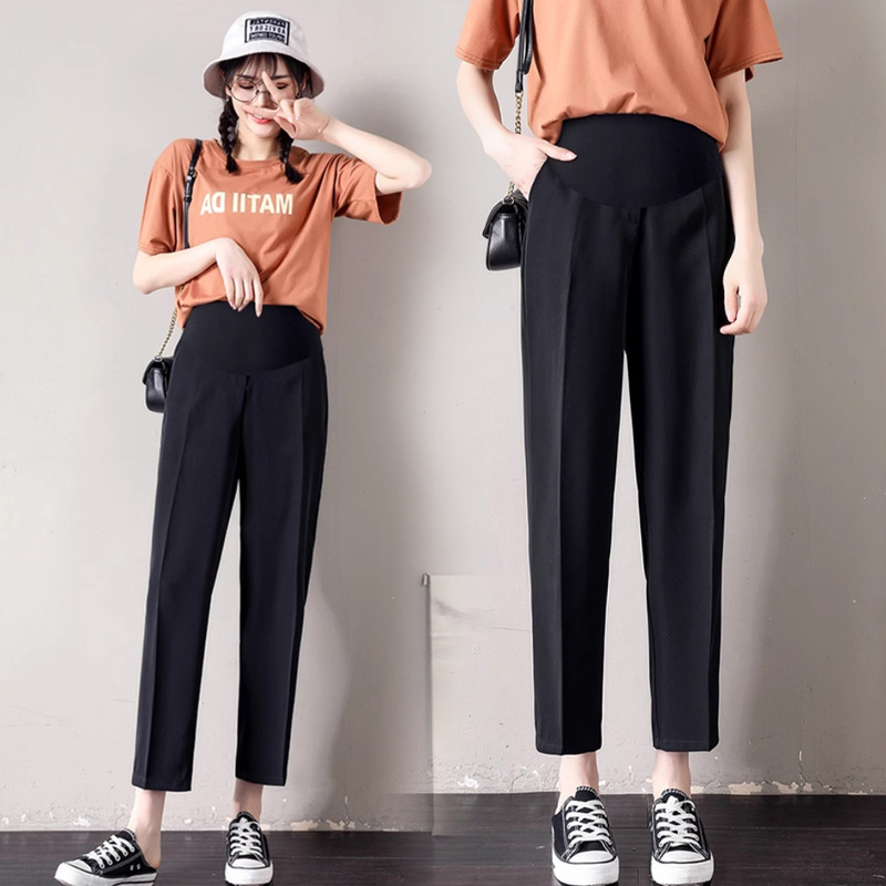 Maternity Suit Pants 2025 Autumn and Winter Fleece-Lined Casual Outer Wear Pants Business Wear Straight Pants Maternity Wear