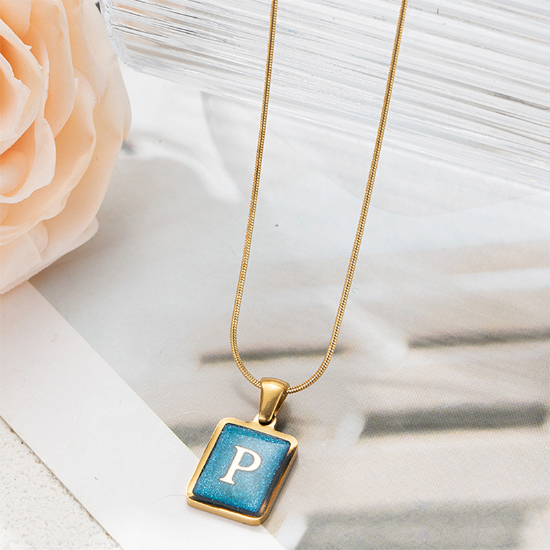 304 Stainless Steel Basic Classic Style Commute Enamel Geometric Letter Pendant Necklace display picture 19