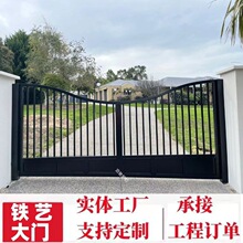 高端别墅庭院大门锻打欧式铁艺大门出口花园复古双开门