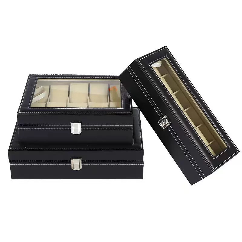 现货6位手表盒子批发 PU皮革手表首饰饰品收纳盒木质手表收纳盒子