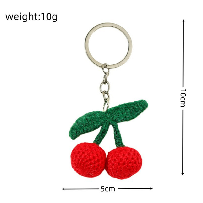 10g Weight Handmade Inlay Material Keychain Classification 1 Piece Quantity Casual, Daily Occasion yarn Material Peach, Cherry, Car Pattern Unisex Gender Cute Style 1 Piece Peach Cherry Car Keychain Yarn Handmade Unisex Cute Keychain 无