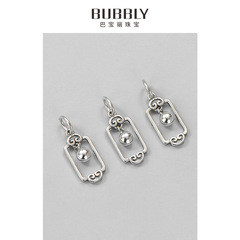 s925純銀泰銀民族風宮燈吊墜DIY飾品配件項鍊祥雲方框圓珠掛件