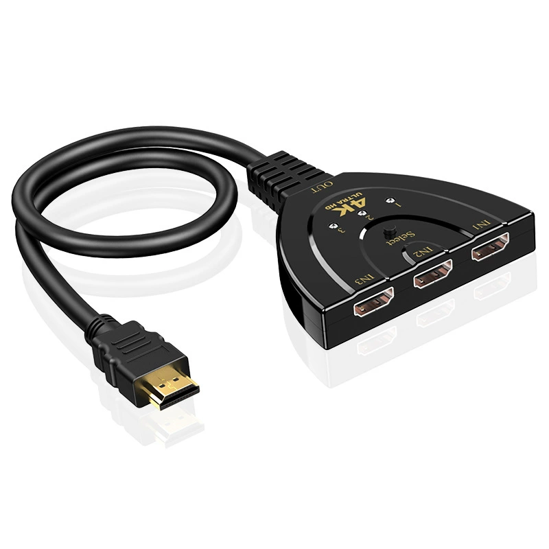 HDMI-коммутатор 3-входа в 1-выход, сплиттер 4K, набор для подключения приставки к монитору