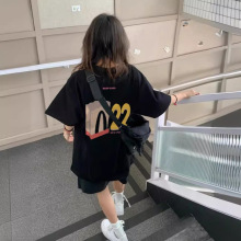 胖mm国潮美式字母大码宽松情侣短袖t恤女夏季设计感小众半袖上衣