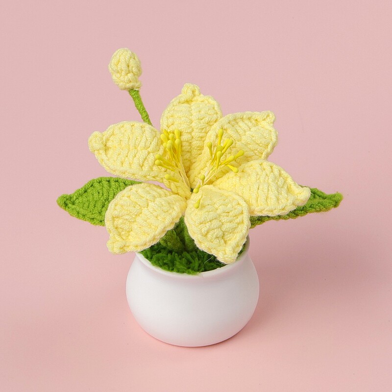 完成したウールひまわり鉢植えスズラン造花チューリップデスクトップ装飾品バレンタインデー教師クラスメートギフト|undefined