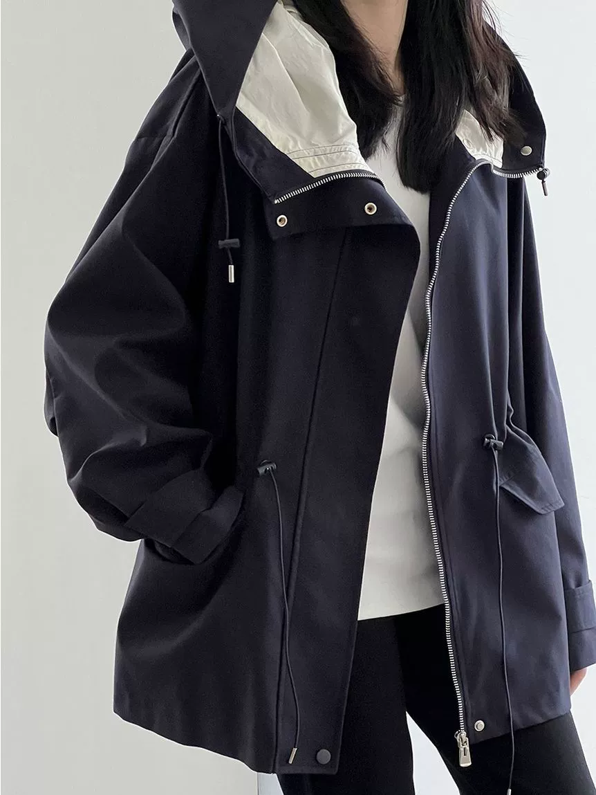 Хаки осеннее trench coat, укороченная ретро-куртка для отдыха, британский стиль, для подростков, оверсайз