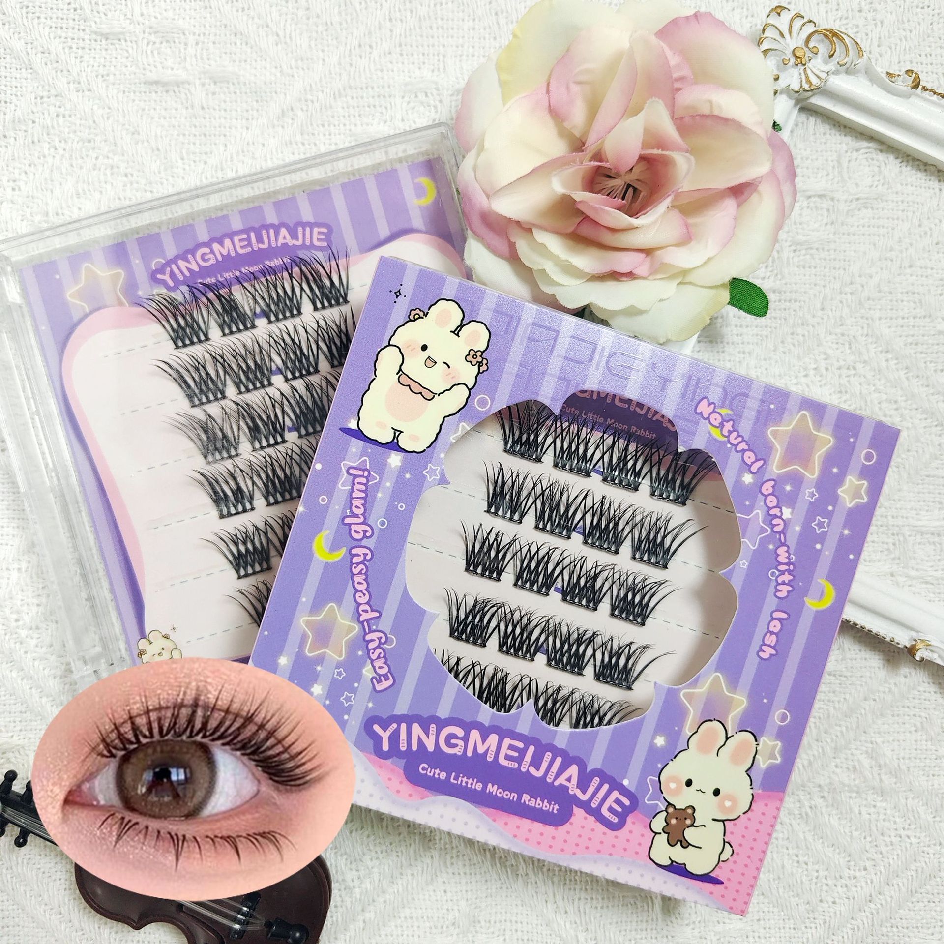 Transfronterizos falsas pestañas caja de regalo empaque pequeño seis filas YF27 grueso adecuado para DIY demonios estilo sin pegamento falsas pestañas