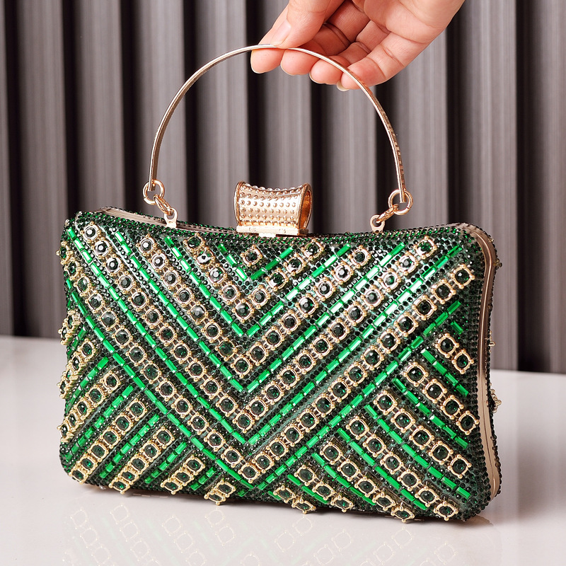 Bolso de cena de diamantes con incrustaciones de estilo explosivo, bolso de banquete de alta gama de color, bolso de diamantes de imitación de moda europea y americana, bolso de comercio electrónico transfronterizo para mujer